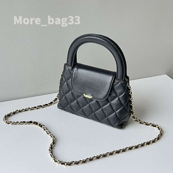 Vintage Womens Üst Sap Tote Çanta Siyah Elmas Kafes Çanta ile Altın Metal Donanım Matelasse Zincir Omuz Çantaları Kuzu Hinli Bavul