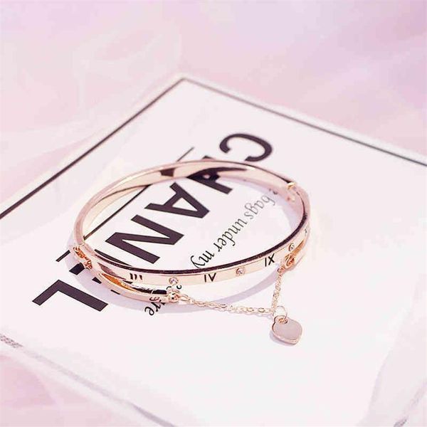 Braccialetti in acciaio inossidabile oro rosa Braccialetti Cuore femminile Bracciale con ciondolo amore per sempre per gioielli da donna301H