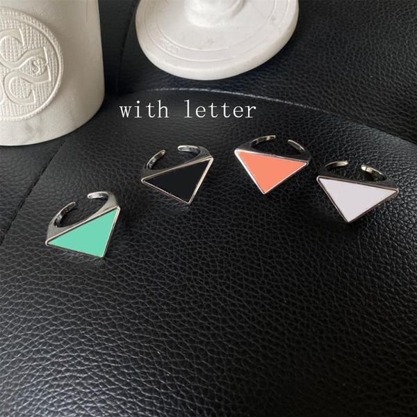 Anel aberto triangular de metal, 4 cores, com carimbo, letras femininas, anéis de dedo, acessórios de joias de moda, qualidade superior 275z