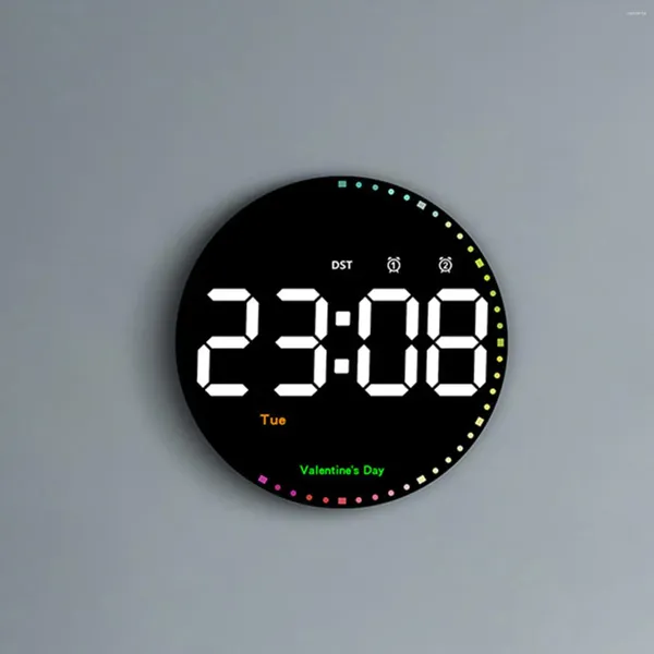 Orologi da parete Orologio LED con telecomando rotondo per soggiorno anziani