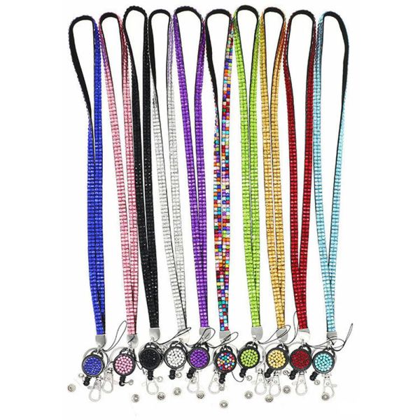 100pcs çalışma kimlik kartı kordonlar rhinestone anahtarlık ipi anti-lost boyun kayışları telefon kordon rozeti tutucu ipi evrensel asma ip rozeti makarası