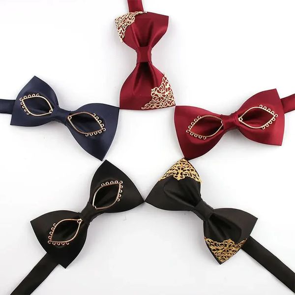 Галстуки-бабочки Подарочная коробка мужская индивидуальная тенденция Корейская версия свадебный галстук-бабочка жениха красный черный металлический рог мода 231204