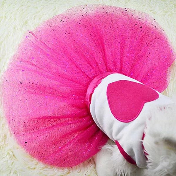 Hundebekleidung Haustier Liebe Herz Pailletten Gaze Kleiner Spitzenrock Prinzessin Tutus Kleid Katze Rose Rot Kleidung Kleider Zubehör