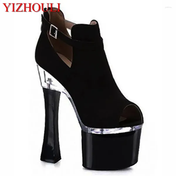 Sapatos de vestido chun xia sexy gladiadores romanos 18 centímetros piscando fivelas moda feminina de salto alto vender como bolos