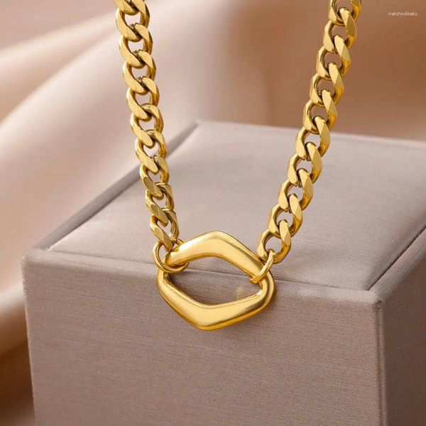 Anhänger Halsketten Einfache Raute Edelstahl Für Frauen Männer Gold Farbe Geometrische Choker Halskette Geschenke 2023 Trendy Schmuck