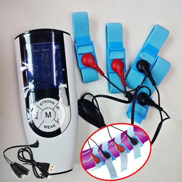 Brinquedos anais Electro Choque Fibra Condutora Elástica Anel Peniano BDSM Estimular Pênis Ampliar Extensor Ferramenta Sexual para Homens Masturbação Conjunto 231204