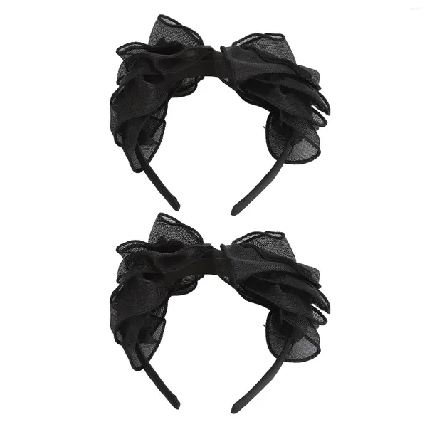 Esponjas de maquillaje princesa negro malla arco diadema moda cómoda para mujeres diadema