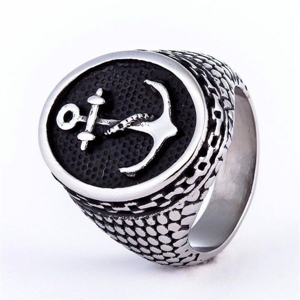 Mode Punk Schmuck 316l Edelstahl Knuckles Anker Herren Ringe Für Männer Titan Biker Silber Schädel Ring Men251Q