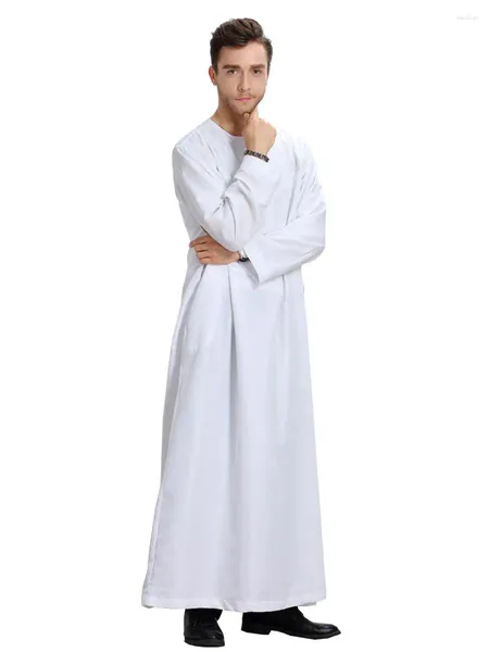 Roupas étnicas 2023 Thobe Jubba Mens Saudita Manga Longa Árabe Robe Islam Garment Dubai Vestido Ramadan Dishdasha Médio Oriente