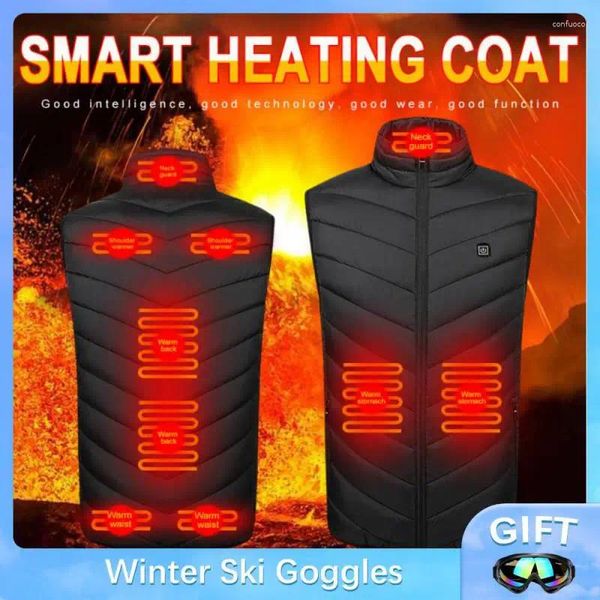 Giubbotti da caccia Gilet riscaldato 2/9 zone Regolazione della temperatura a 3 marce Giacca riscaldante elettrica USB Cappotto invernale per abbigliamento termico S-8XL