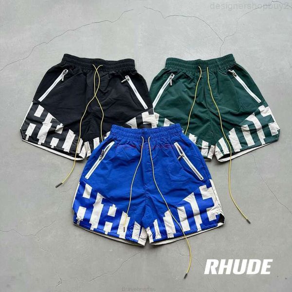 Мужские шорты Дизайнерская короткая модная одежда Пляжные шорты Canned Rhude 23fw High Street Тяжелая промышленность Сращенная пара Свободные капри Бегуны Спортивная одежда Outdo