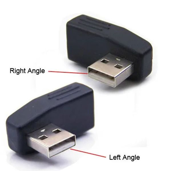 1 paio di direzione ad angolo destro + sinistro 90 gradi 90 gradi USB 2.0 USB2.0 A maschio a femmina M/F connettore adattatore per laptop