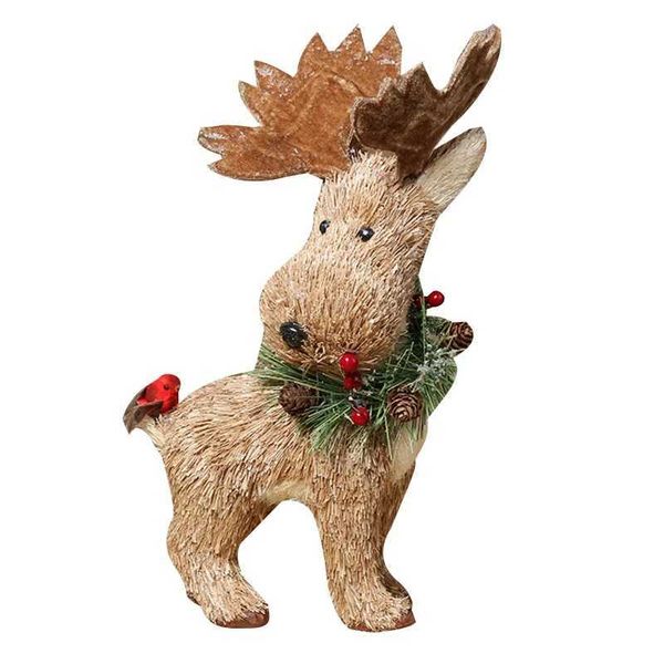 Decorazioni natalizie Ornamento natalizio in paglia di alce Fatto a mano per testa di renna Animale per BAMBOLA FiL231117