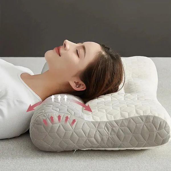 Travesseiro 20% látex para dormir macio ventilar doméstico borracha natural coluna cervical para ajudar a dormir em casa el 231205