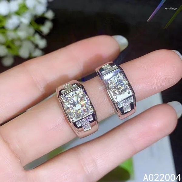 Cluster Ringe KJJEAXCMY Feiner Schmuck 925 Sterling Silber Eingelegter Mosang Diamant Edelstein Herren Ring Vintage Unterstützung Erkennung