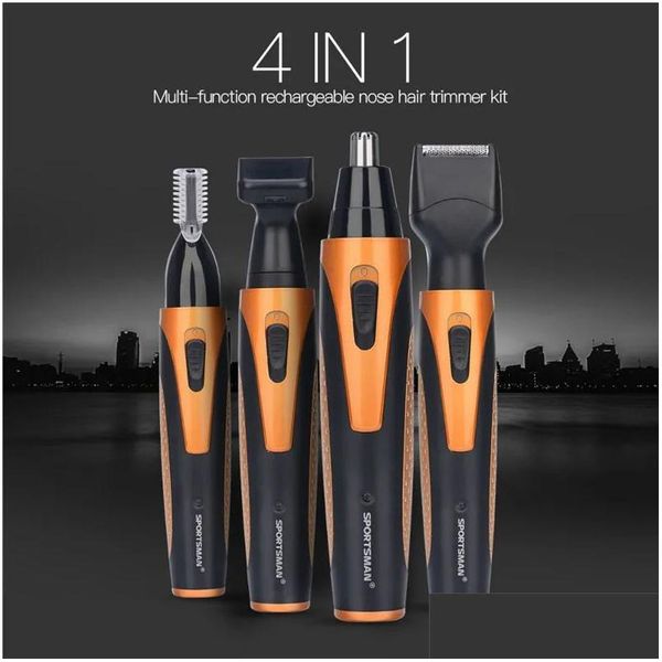 Rasoi elettrici 4 in 1 Trimmer portatile ricaricabile per peli dell'orecchio del naso Set Wireless Men Cutter Barba Rasoio Dispositivo per la rimozione delle sopracciglia Dhqgl