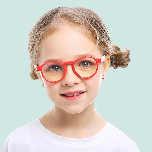 Sonnenbrille Runde Blaulicht Kinderbrille Silikon Flexible Kinder Optischer Rahmen Jungen Mädchen Computer Transparente Blockierende Brillen UV400