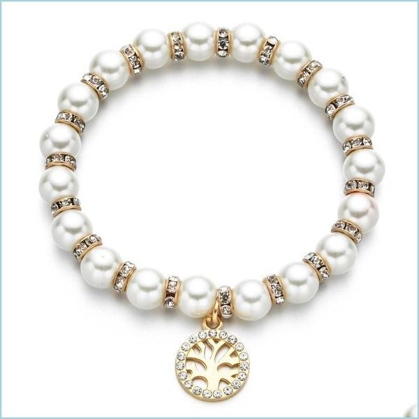 Perlenperlenarmbänder für Frau Manschettenarmband Jubiläumsgeschenk Luxusschmuck Baum des Lebens Anhänger Drop Lieferung Dhtlx