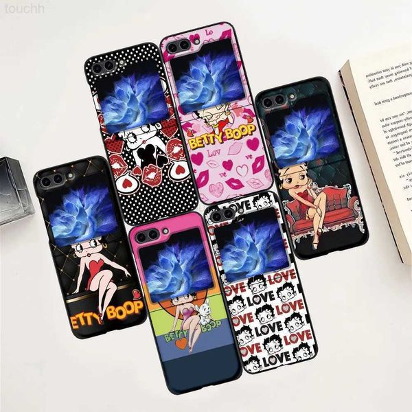 Capas de telefone celular Capa de telefone móvel para Samsung Galaxy Z Flip5 Capa dobrável Z Flip 5 Zflip5 Preto Hard PC Protetor Shell Cas B-Bettys B-Boop L2301019