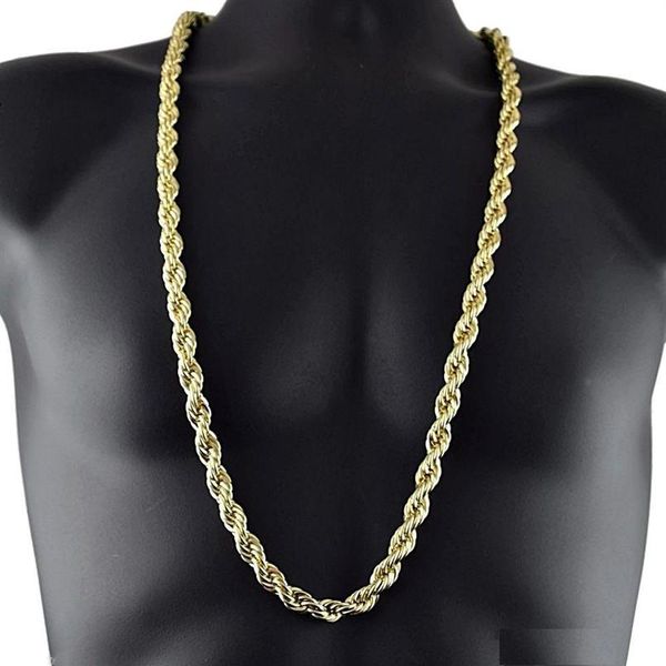 Толщина 8 мм, длинная цепочка 76 см, 24-каратное золото, посеребрение, ожерелье-цепочка в стиле хип-хоп для мужчин2399