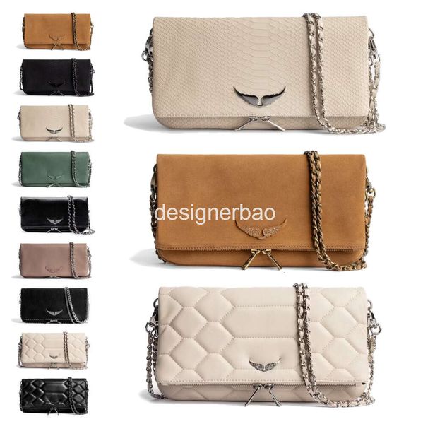 Swing Your Wings Zadig Voltaire Borsa a mano da donna Borsa a tracolla firmata Borsa da uomo Pochette in vera pelle Catena ad ala Denim moda maggese Mini