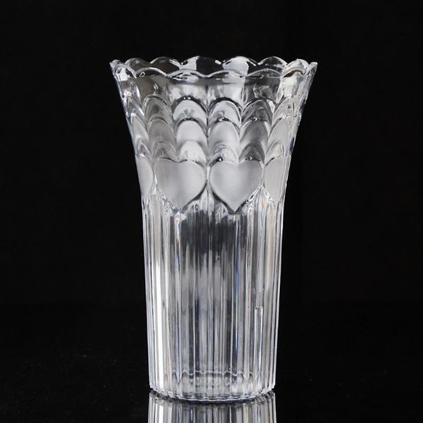 Europeu grande transparente criativo imitação de vidro vaso de plástico rico plantador de água de bambu ornamentos de cristal anti-queda flower208v