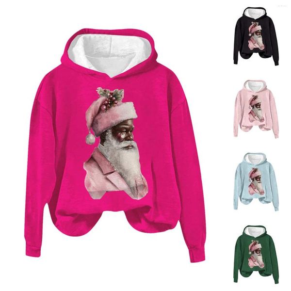 Damen-Kapuzenpullover, Schwarzer Weihnachtsmann, Damen-Hoodie mit durchgehendem Reißverschluss, lange Vorderseite für Sweatshirt, extra groß