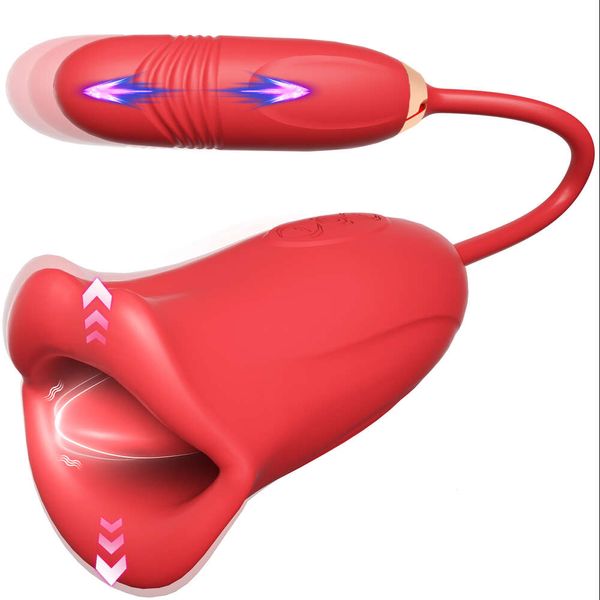 Brinquedo sexual massageador rosa vibrador brinquedo empurrando telescópica sucção vibrador ovo língua feminina lambendo g-ponto mamilo clit estimulação para mulher