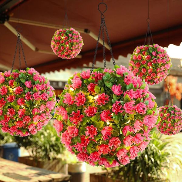 Decorazioni natalizie Luce solare Fiore artificiale Erba Palla Lampada a sospensione a sospensione impermeabile Lanterna da giardino Bar Ristorante Illuminazione per piante Decorazione 231205