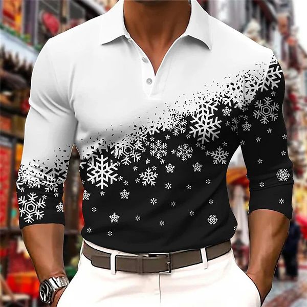 Polos masculinos Camisas de Natal 3D Impresso Camisa Polo de Manga Longa para Homens Casual Verão T-shirt Padrão Manga Curta Tops Roupas Masculinas 5XL 231205