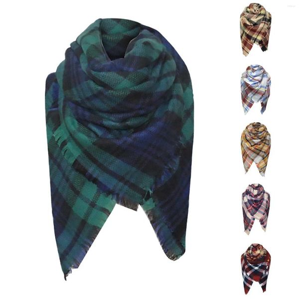 Шарфы женские зимние разноцветные клетчатые теплые мягкие шарфы шаль имитация бесшовного платка с узлом шляпа BuScarf
