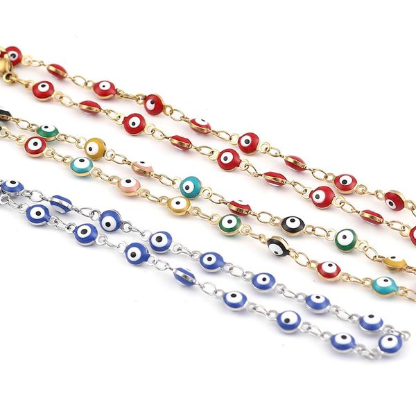 2021 di Modo di Estate Occhio Turco Cavigliera In Acciaio Inox Smalto Rotondo Evil Eye Cavigliere Bracciali Per Le Donne Uomo Gioielli Gifts247H