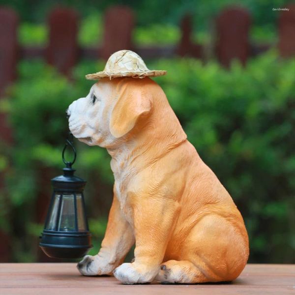 Gartendekorationen, Hundestatue, Ornament mit hellen dekorativen Steinen, Laterne, wunderschön