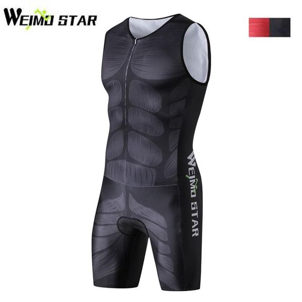 WEIMOSTAR Homens One Piece Comprimido Ciclismo Jersey Maillot Respirável Triathlon Roupas Sem Mangas Muscular Sportswear234G