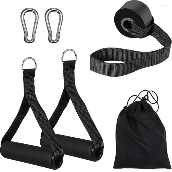 Accessori 6 pz/set Fasce di Resistenza Maniglie Impugnature in Schiuma Porta AnchorFitness Cavo Cinghia con Anelli a D Moschettoni Fitness