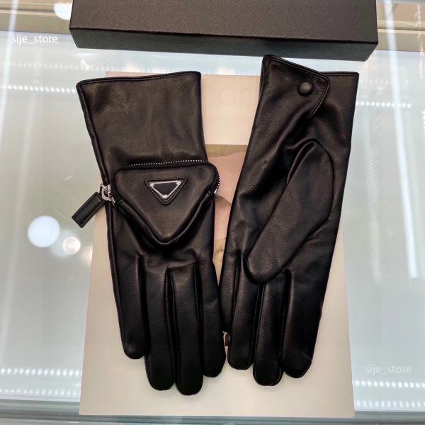 Modedesigner Handschuhe Fäustlinge für Frauen Männer echter Lederschub Winter Halten Sie warme dicker winddichte echte Schaffell Fünf Finger Handschuhe Mädchen Geschenk G231258pe-3