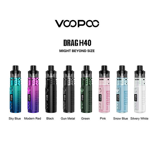 Original VOOPOO Drag H40 Mod Kit 40 W Vape 1500 mAh Batterie PnP Pod II 5 ml MTL zu DTL RBA/SMART Einstellbarer Luftstrom E-Zigarette