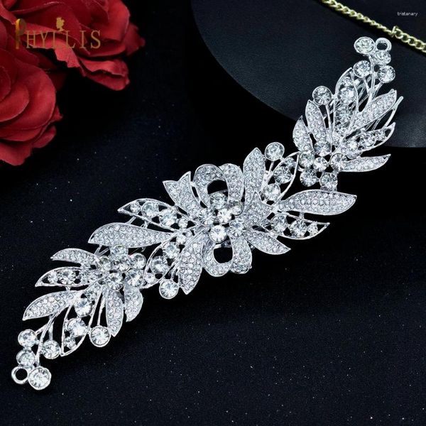 Grampos de cabelo a32 luxo nupcial pente liga flores casamento headpieces acessórios da noiva feminino tiara strass headwear para decoração