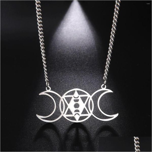 Anhänger Halsketten Anhänger Halsketten Myshape Göttin Symbol Für Männer Frauen Mond R Eclipse Davidstern Edelstahl Halskette Vintage Dhgki