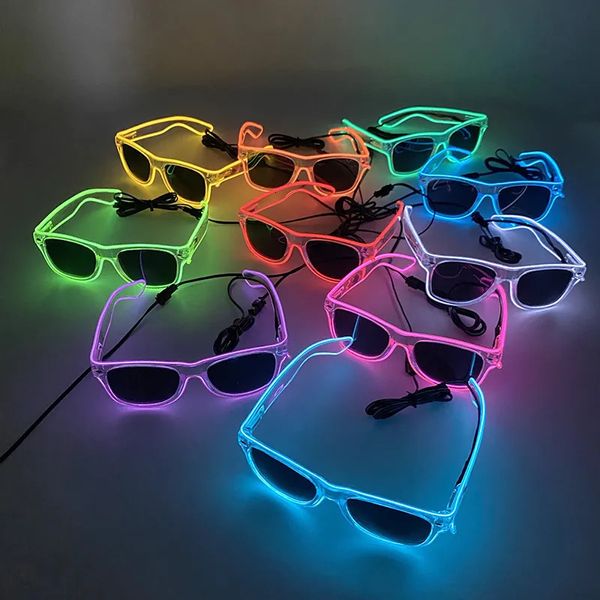 Decorações de Natal 1 pc iluminar óculos LED brilho óculos de sol el fio néon no escuro fontes de festa favores para crianças adultos 231205