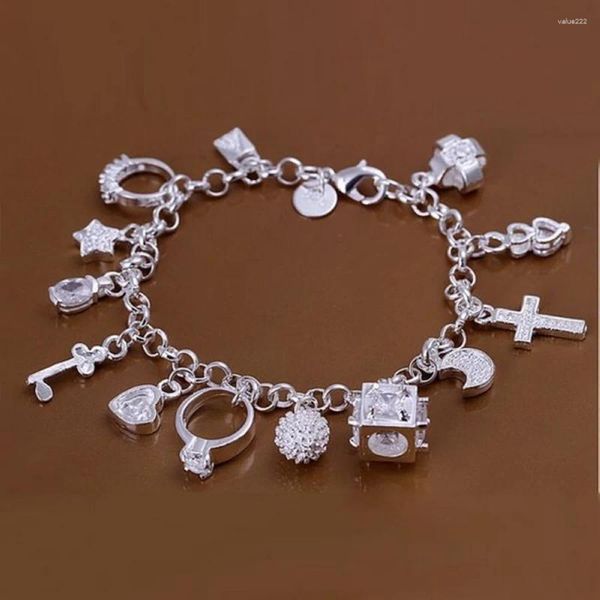 Link Armbänder Valentinstag Geschenk Charme 925 Silber Farbe Schmuck Mode Niedlichen Frauen Dame Hochzeit Charms