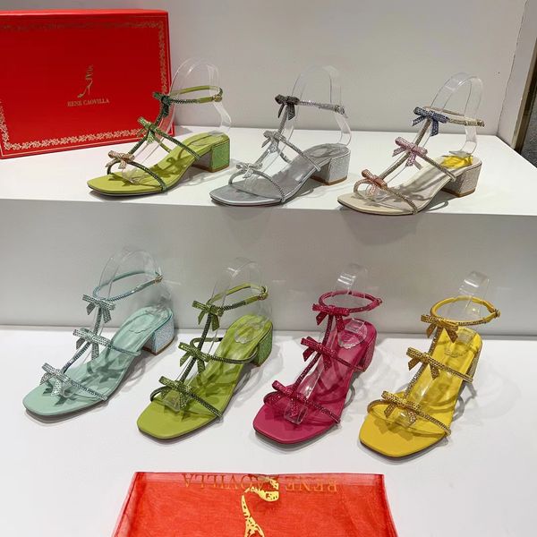 Rene Caovilla Sandal Shoes wrineston wanteston rene rene crystal украшенные коренастыми бабочками розовые женские сандалии дизайнеры.