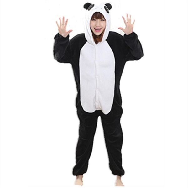 Flanel anime çizgi film panda cosplay yetişkin unisex cosplay hayvanları sevimli onesies hayvan pijamaları cadılar bayramı pijama setleri hayvan nonopand255e