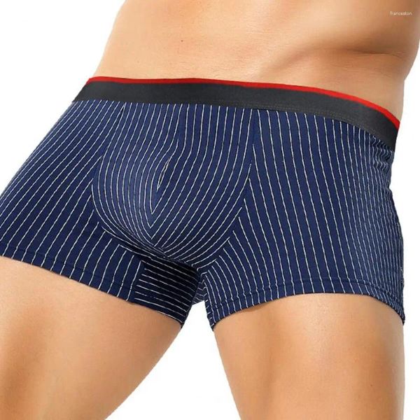 Cuecas masculinas de absorção de umidade, boxer de algodão para cintura média confortável com cintura contrastante
