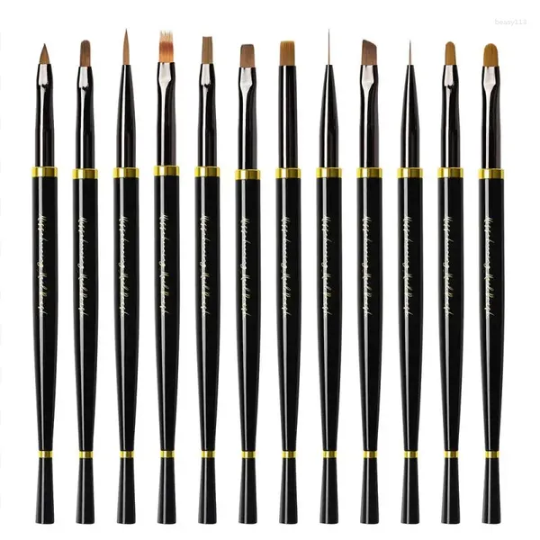 Kits de arte de unhas 2023 pincéis pretos caneta gel forro pintura escova sombra uv puxar acessórios e ferramentas manicure produtos