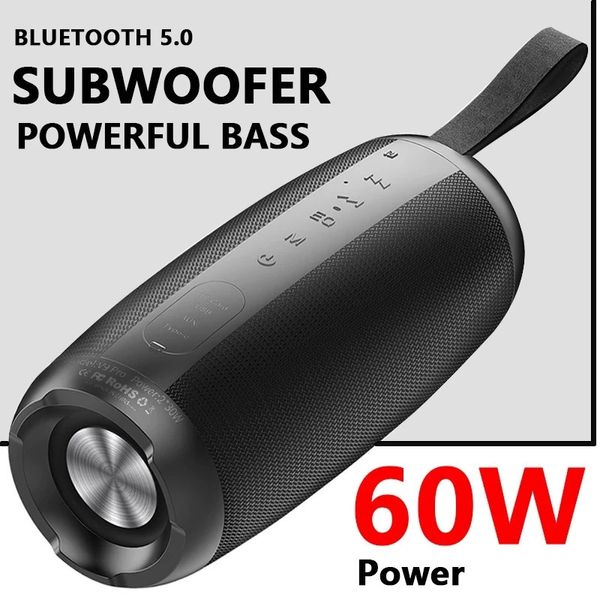 Computer Sers 60W Potente 6600mAh Portatile Bluetooth Casa Colonna esterna TWS Super Subwoofer IPX7 Impermeabile Bassi pesanti Sound Box 231204