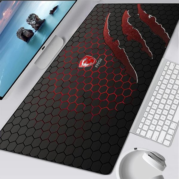 Mauspads Handgelenkauflagen 90 x 40 cm Msi Mousepad Junge Geschenk Gaming Pad Teppich PC Computer Gamer Zubehör Große Matte Kawaii Laptop Schreibtischschutz 231204