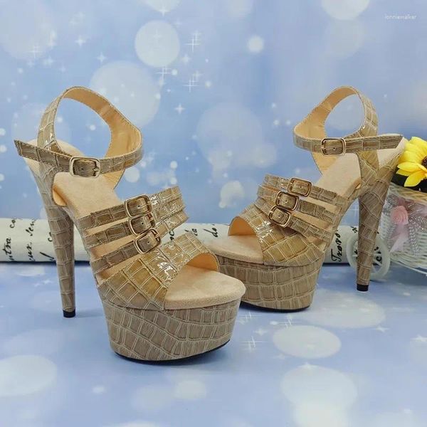 Sandalen LAIJIANJINXIA 15 cm/6 Zoll PU-Obermaterial Damen Plateau Party High Heels Clubbing Exotische Pole Dance Schuhe 015