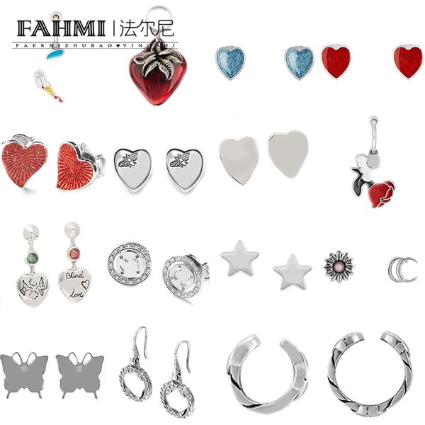 Fahmi Affascinanti ed eleganti orecchini a stella con farfalla a forma di cuore blu rosso rotondo con diamanti pieni di fragola Marchio di alta qualità 2023 Nuovo disponibile