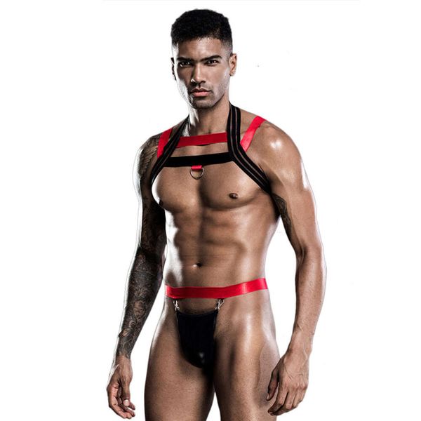 Sexy Kostüm Sexy Bodysuit Dessous Set Herren Weste Pamas Hot Erotik Harness Catsuit Nachtwäsche Kostüme Sex Club Gürtel Rollenspiel Outfits